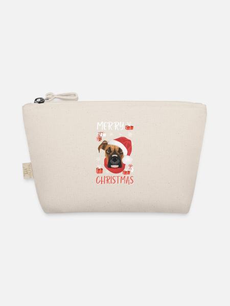 Boxer Frohe Weihnachten - Bio-Täschchen - Natur - Vorne