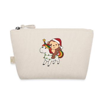 Weihnachts Einhorn Affe frohe Weihnachten Einhorn - Bio-Täschchen - Natur - Vorne