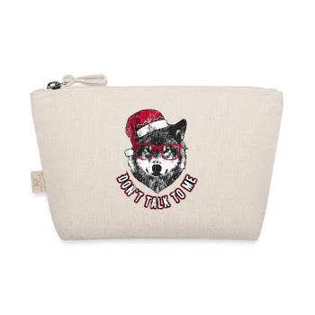 Don't Talk to me - Grumpy Christmas Wolf - Organic Pouch - nature - Front