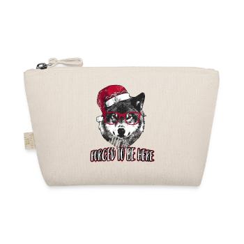Forced to be here - Grumpy Christmas Wolf - Organic Pouch - nature - Front