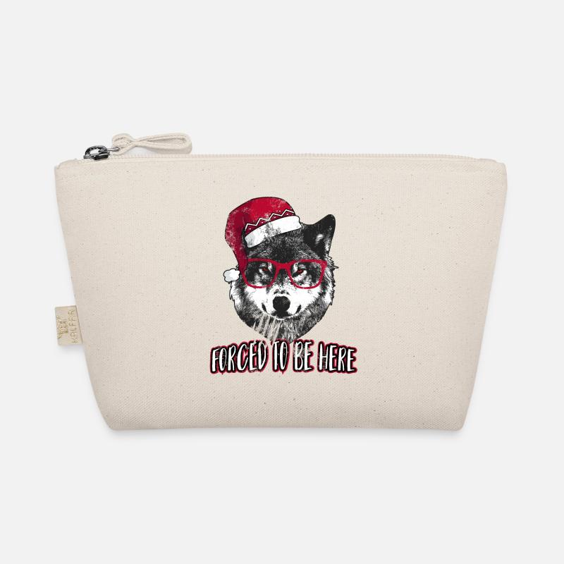 Forced to be here - Grumpy Christmas Wolf Organic Pouch