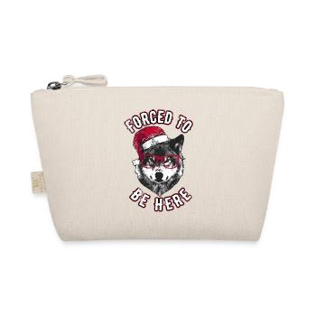 Forced to be here - Grumpy Christmas Wolf - Organic Pouch - nature - Front