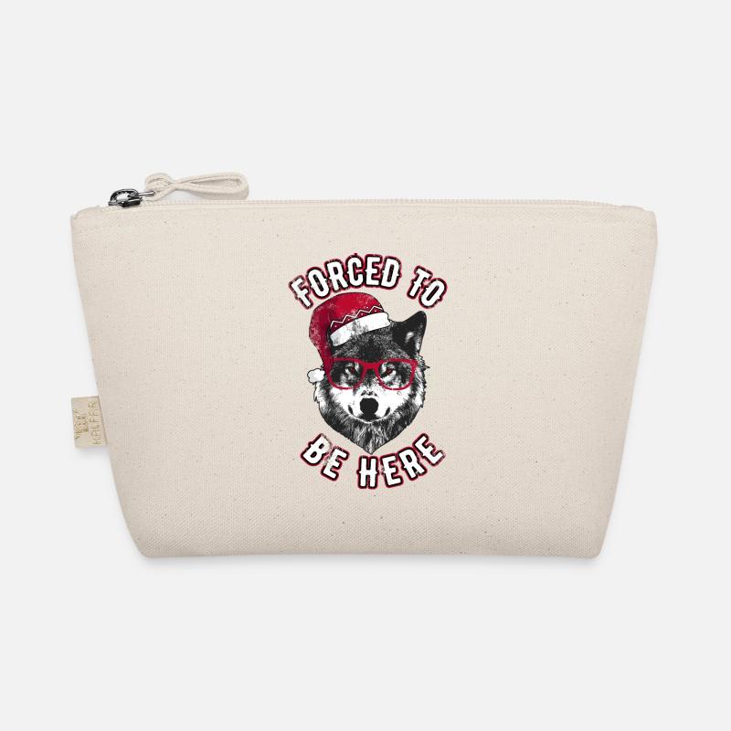 Forced to be here - Grumpy Christmas Wolf Organic Pouch