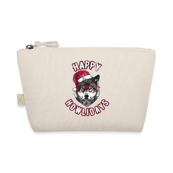 Happy Howlidays – Grumpy Christmas Wolf - Organic Pouch - nature - Front