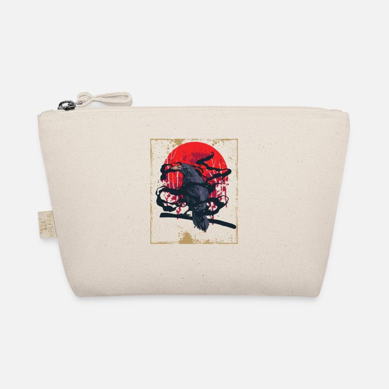 Gotischer Schädel-roter Mond-schwarze Krähe Bio-Täschchen