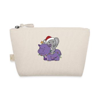 Weihnachts Hippo Elefant frohe Weihnachten Hippo - Bio-Täschchen - Natur - Vorne