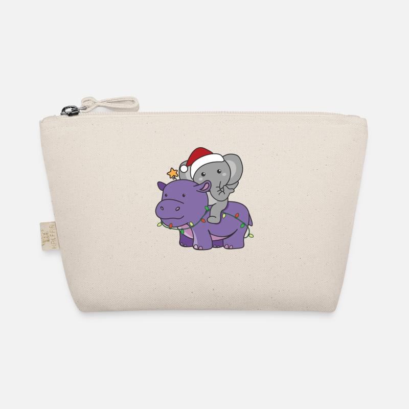 Christmas Hippo Elephant Merry Christmas Hippo Organic Pouch