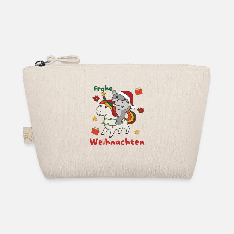 Weihnachts Einhorn Hippo frohe Weihnachten Einhorn Bio-Täschchen