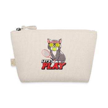 Funny Tennis Cat With Tennis Racket Ball Tennis Pl - Organic Pouch - nature - Front
