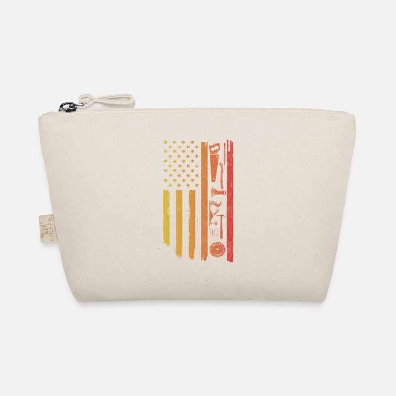 American Flag Woodworking Funny Carpenter Worker Organic Pouch