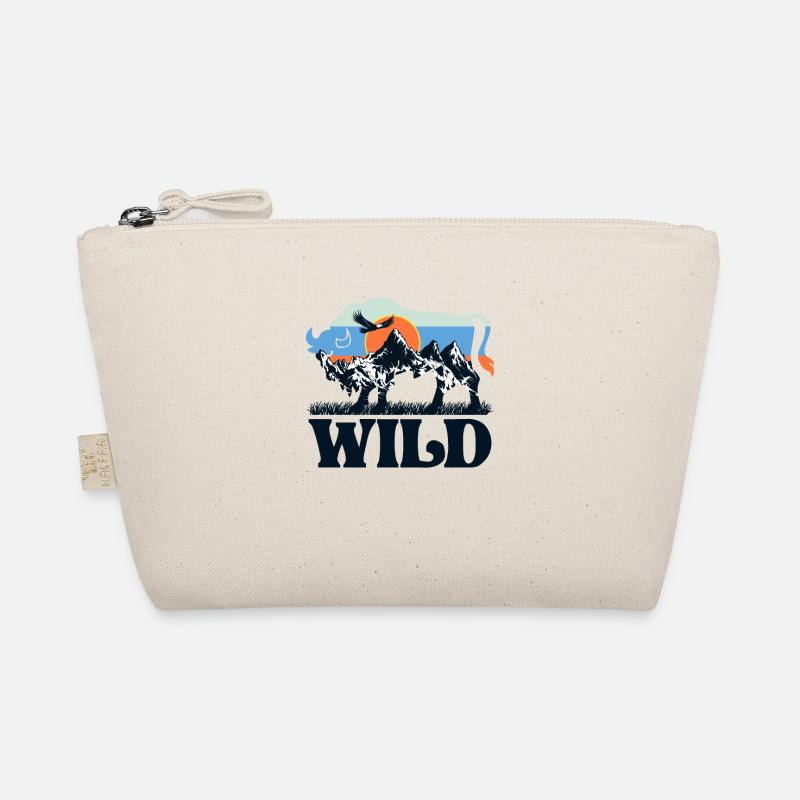 Wild Bison Wilderness Nature Mountains retro Organic Pouch
