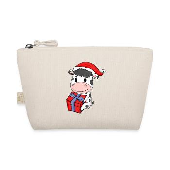 Christmas Cow Baby with Gift - Organic Pouch - nature - Front