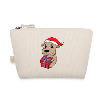 Bébé ours de Noël avec cadeau - Trousse biologique - nature - Devant
