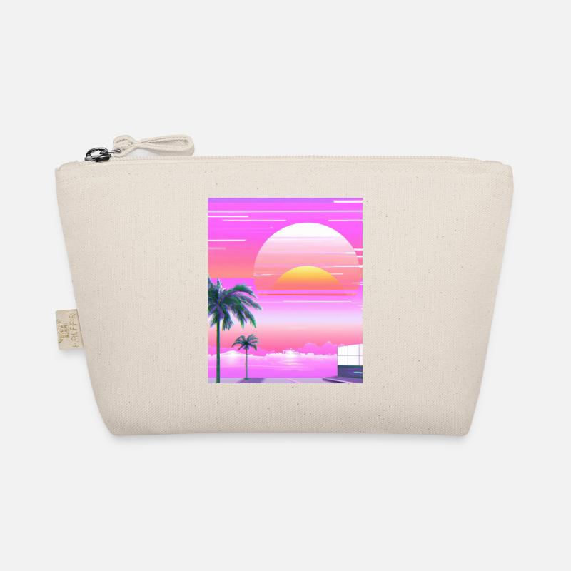 Vaporwave Sun Synthwave Sunset Palms Organic Pouch