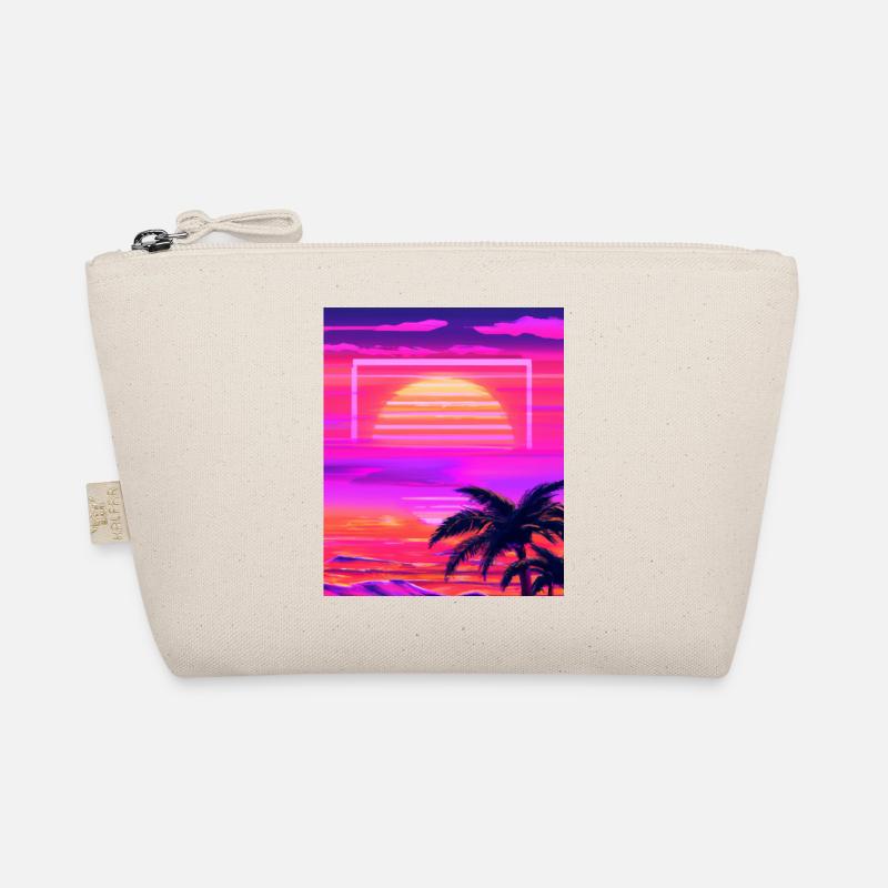 Vaporwave Sun Synthwave Sunset Palms Organic Pouch
