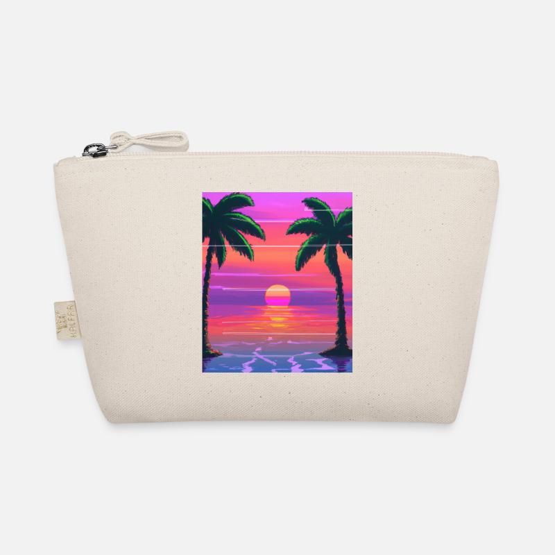 Vaporwave Sun Synthwave Sunset Palms Organic Pouch