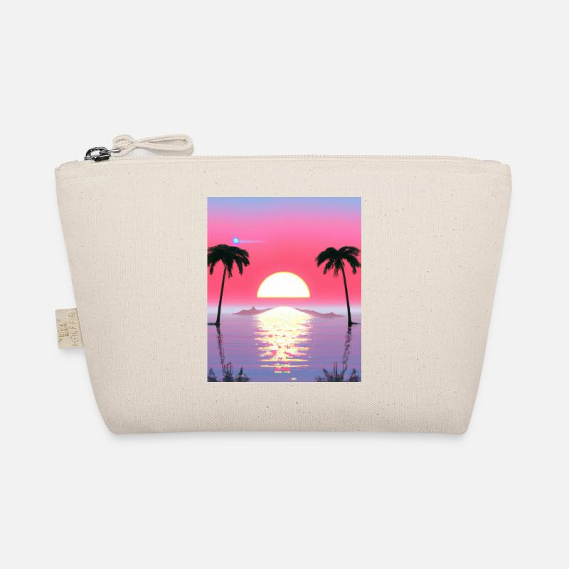 Vaporwave Sun Synthwave Sunset Palms Organic Pouch