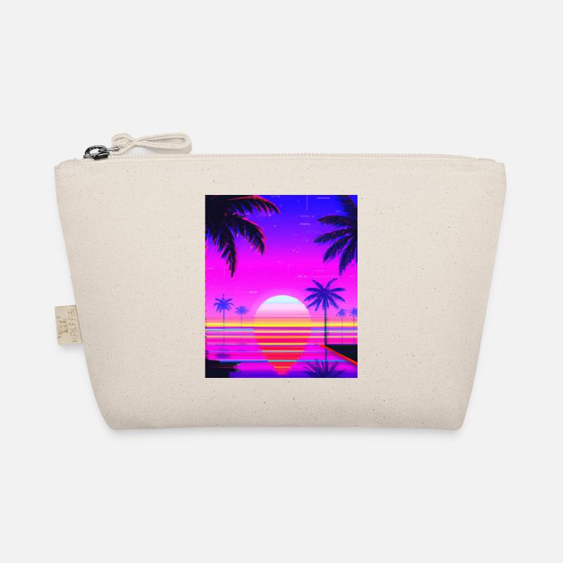 Vaporwave Sun Synthwave Sunset Palms Organic Pouch
