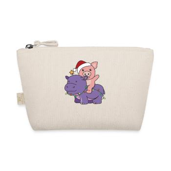Christmas Hippo Pig Merry Christmas Hippo - Organic Pouch - nature - Front