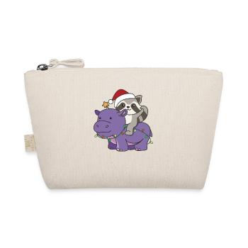 Christmas Hippo Raccoon Merry Christmas Hippo - Organic Pouch - nature - Front