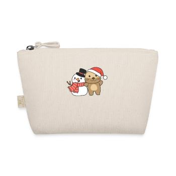 Loutre avec bonhomme de neige en hiver pour Noël - Trousse biologique - nature - Devant