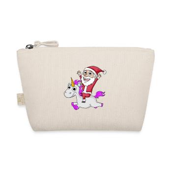 Santa Claus Unicorn Motif Christmas - Organic Pouch - nature - Front