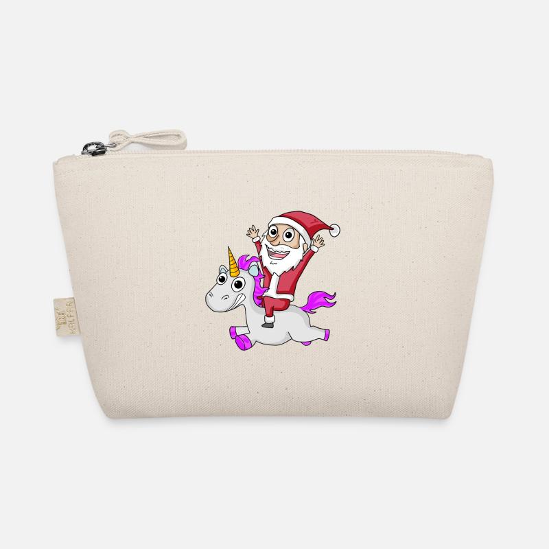 Weihnachtsmann Einhorn Motiv Weihnachten Bio-Täschchen