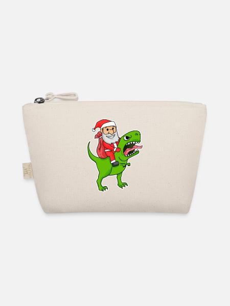 Weihnachtsmann Dinosaurier - Bio-Täschchen - Natur