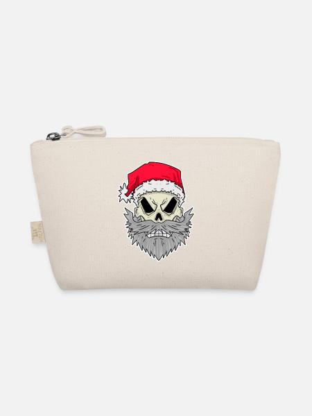 Weihnachtsmann Totenkopf - Bio-Täschchen - Natur