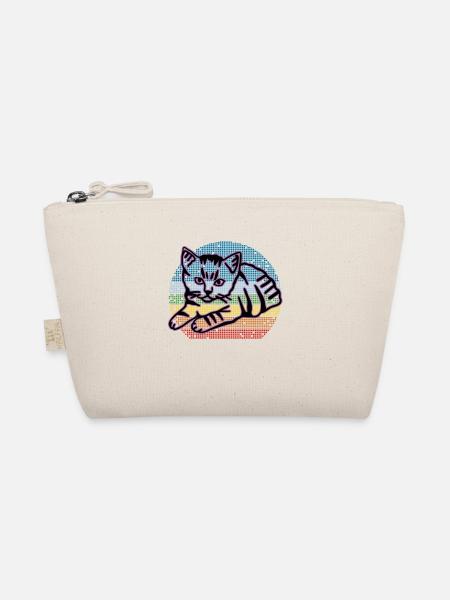 Retro Katze Grafik Katze für Katzenbesitzer - Bio-Täschchen - Natur - Vorne