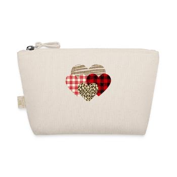 Hearts Leopard Plaid Buffalo Heart Love Valentin - Organic Pouch - nature - Front