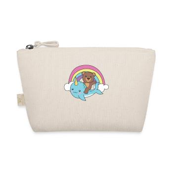 Narwhal Bear Ocean Unicorn kawaii Rainbow - Organic Pouch - nature - Front