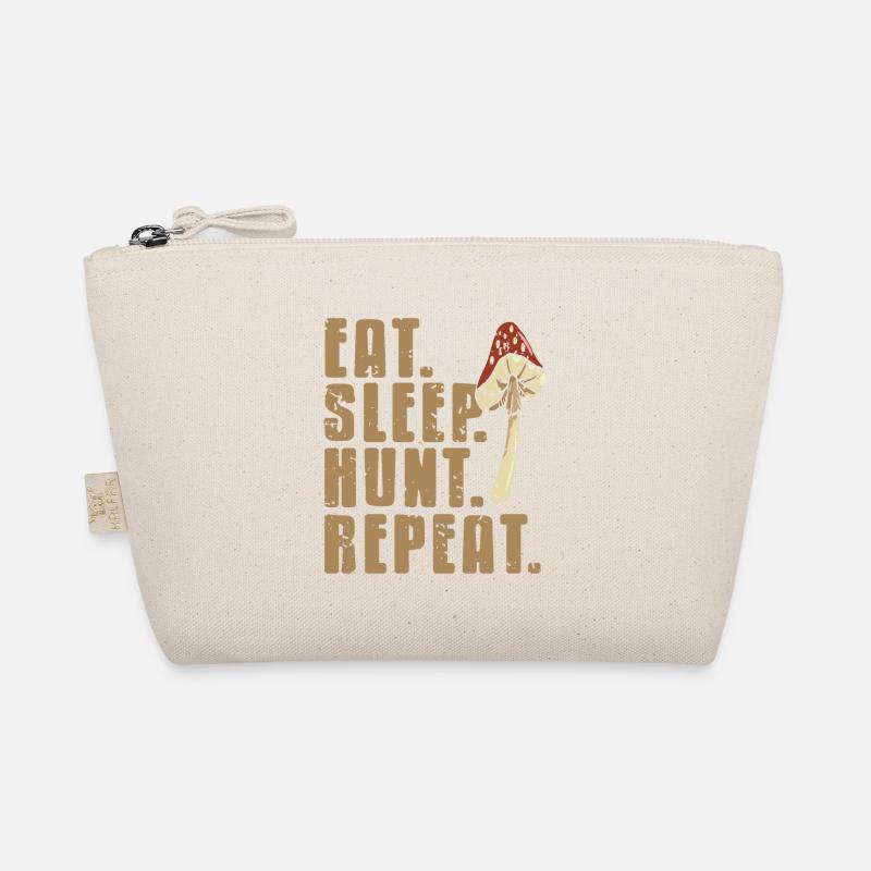 Eat Sleep Hunt Repeat Cool Retro Mushroom Hunter Organic Pouch