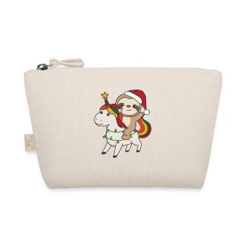Weihnachts Faultier frohe Weihnachten Einhorn - Bio-Täschchen - Natur - Vorne