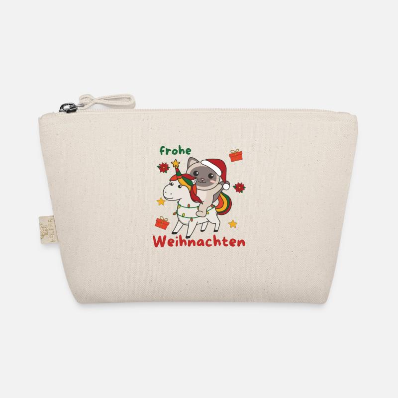 Weihnachts Einhorn Katze frohe Weihnachten Einhorn Bio-Täschchen