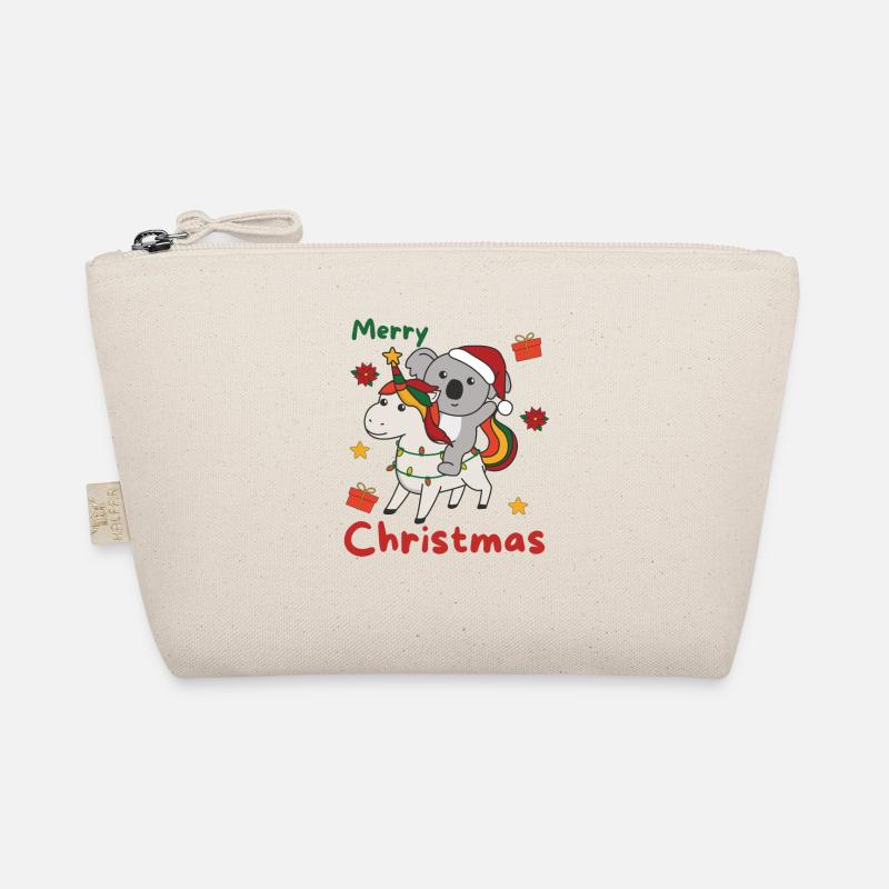 Weihnachts Einhorn Koala frohe Weihnachten Einhorn - Bio-Täschchen - Natur