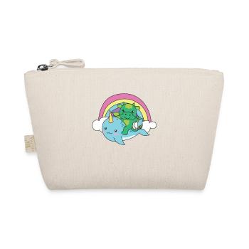 Narwhal Dragon Ocean Unicorn kawaii Rainbow - Organic Pouch - nature - Front