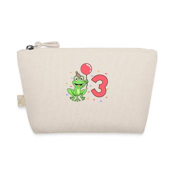 With frog - children's birthday 3 years - Organic Pouch - nature - Front