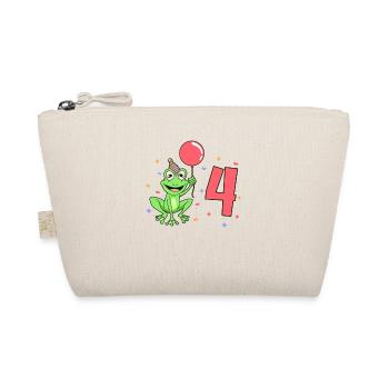Mit Frosch - Kinder Geburtstag 4 Jahre - Bio-Täschchen - Natur - Vorne