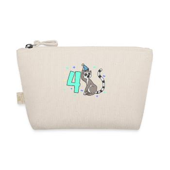 With lemur - children's birthday 4 years - Organic Pouch - nature - Front