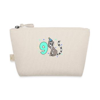 With lemur - Children's birthday 9 years - Organic Pouch - nature - Front