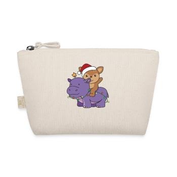 Weihnachts Hippo Reh frohe Weihnachten Hippo Rehe - Bio-Täschchen - Natur - Vorne