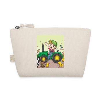 Green Tractor Birthday Anime Farm Animals - Organic Pouch - nature - Front