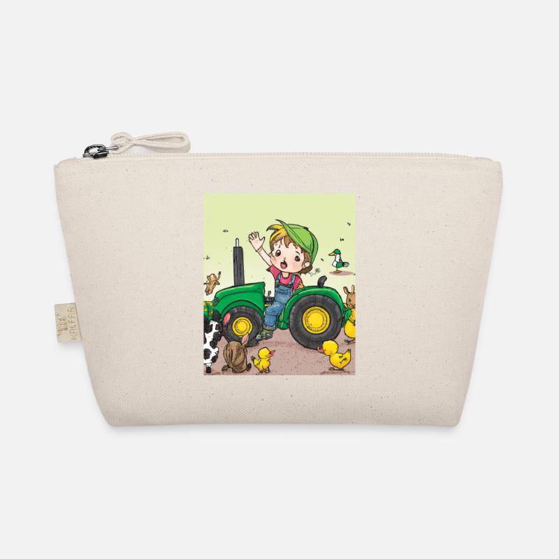 Green Tractor Birthday Anime Farm Animals Organic Pouch