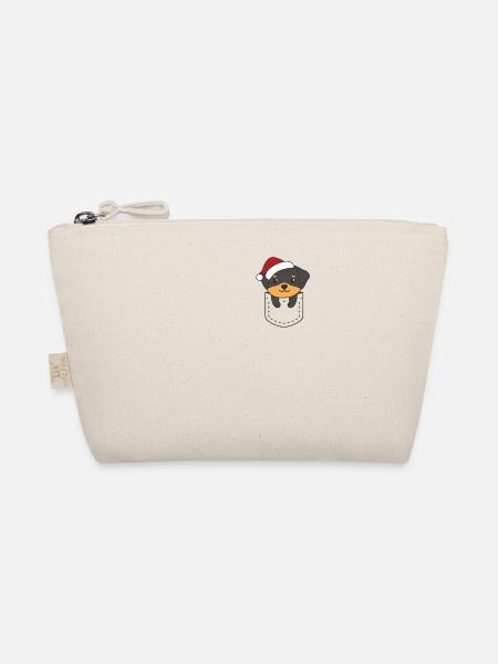 Merry Christmas Sweet Rottweiler Breast Bag - Organic Pouch - nature - Front