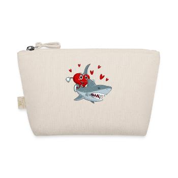 Heart Riding Shark Valentine's Day Funny Sharks Lovers - Organic Pouch - nature - Front