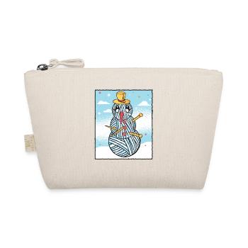 Yarn Snowman Sewing Knitting Crochet - Organic Pouch - nature - Front