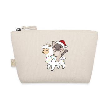 Katze Lama Alpaka Weihnachten Schnee Winter Tiere - Bio-Täschchen - Natur - Vorne