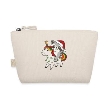 Weihnachts Waschbär frohe Weihnachten Einhorn - Bio-Täschchen - Natur - Vorne