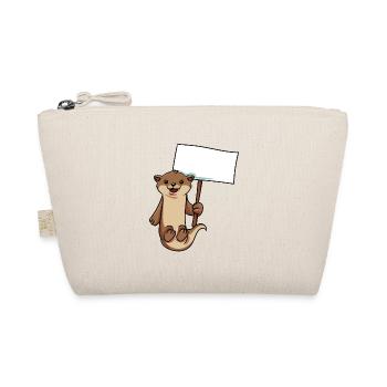 Otter holds shield - Organic Pouch - nature - Front